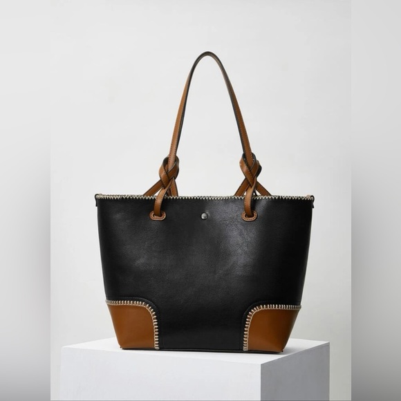 Elegant colorblock shoulder tote bag - Picture 3 of 10